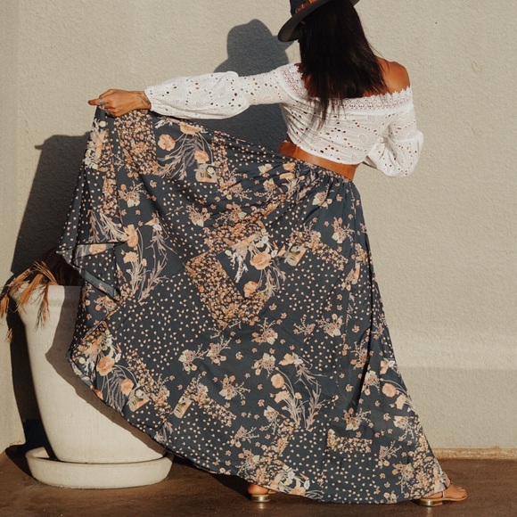 Bohemian Floral Country Festival Maxi Skirt - Picture 5 of 7